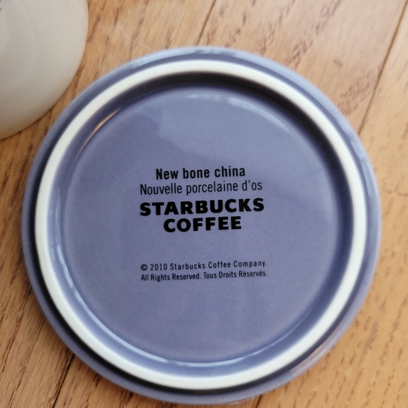 Starbucks Tazo Passion Mug with Lid Coaster Purple Coffee Tea 2010 Bone China - Picture 5 of 6